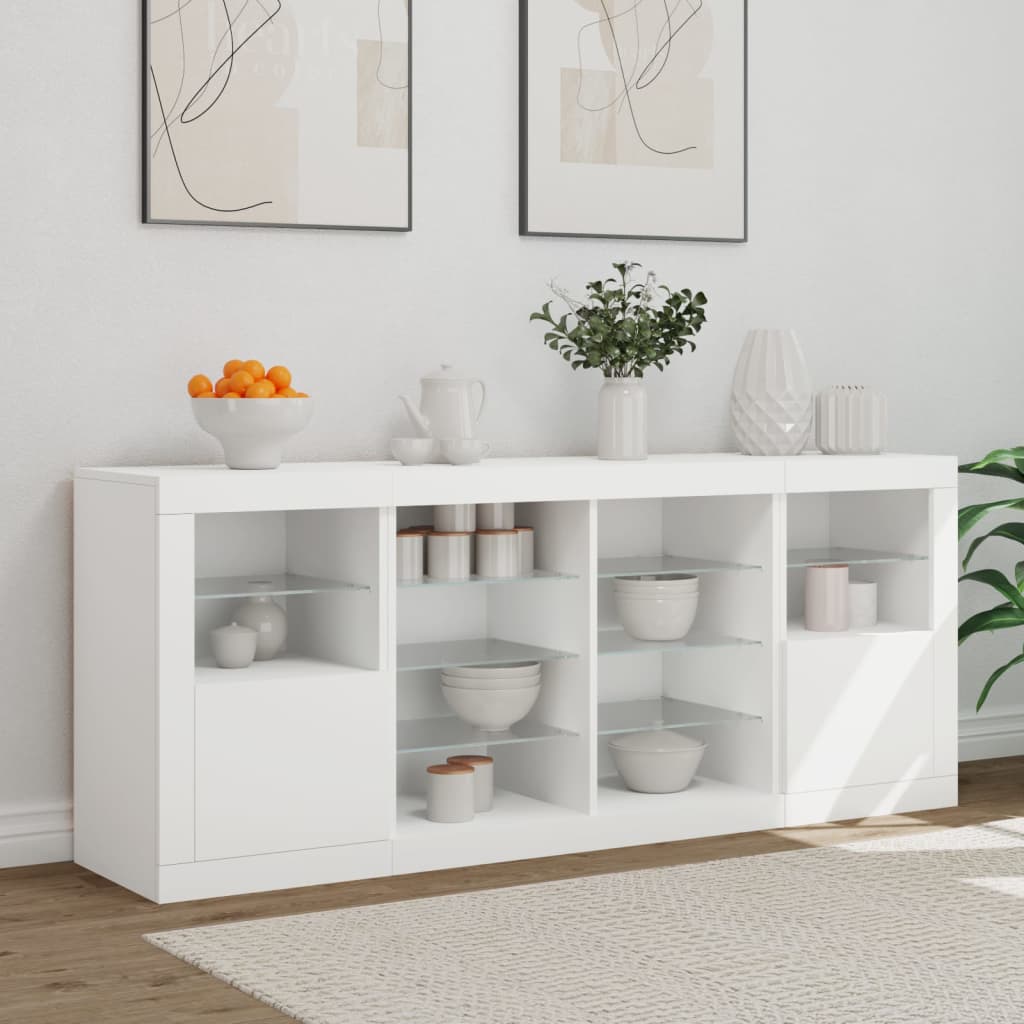 vidaXL Sideboard with LED Lights White 163x37x67 cm