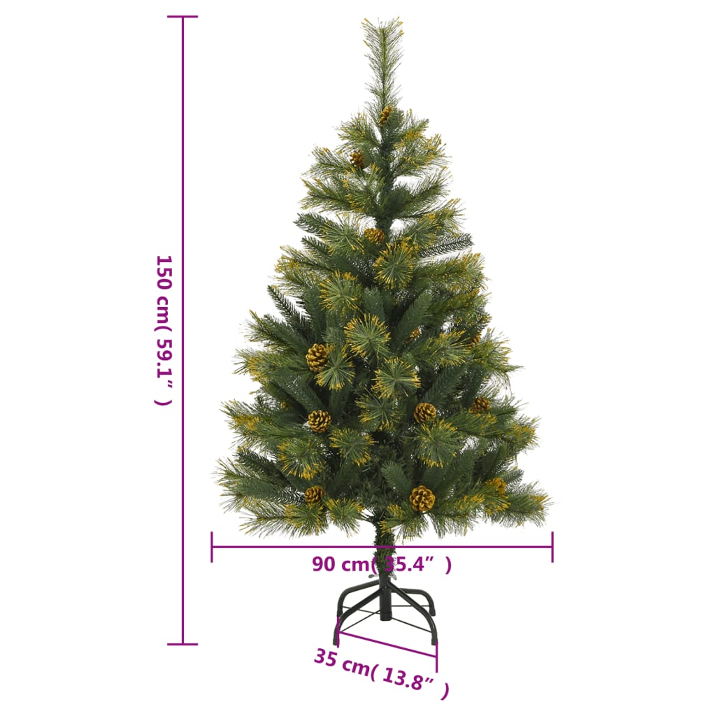 vidaXL Artificial Hinged Christmas Tree 150 LEDs 150 cm