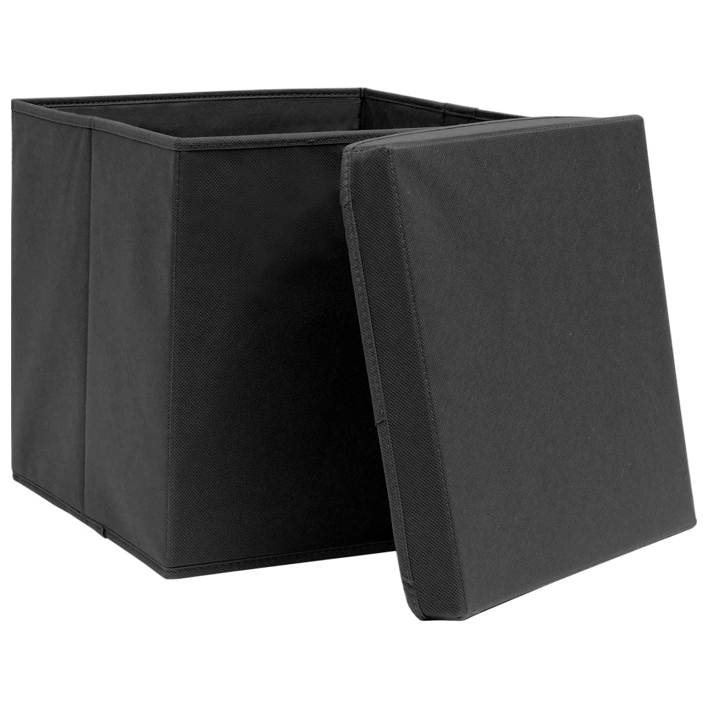 vidaXL Storage Boxes with Lids 4 pcs Black 32x32x32 cm Fabric