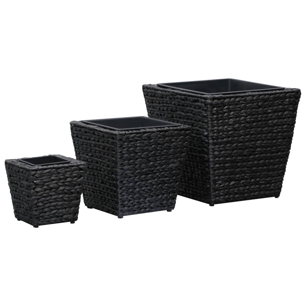 vidaXL Raised Beds 3 pcs Water Hyacinth Black