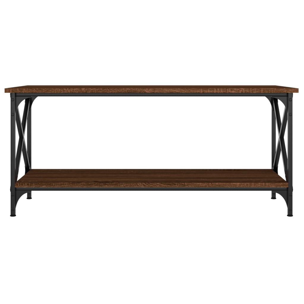 vidaXL Coffee Table Brown Oak 100x45x45 cm Engineered Wood and Iron