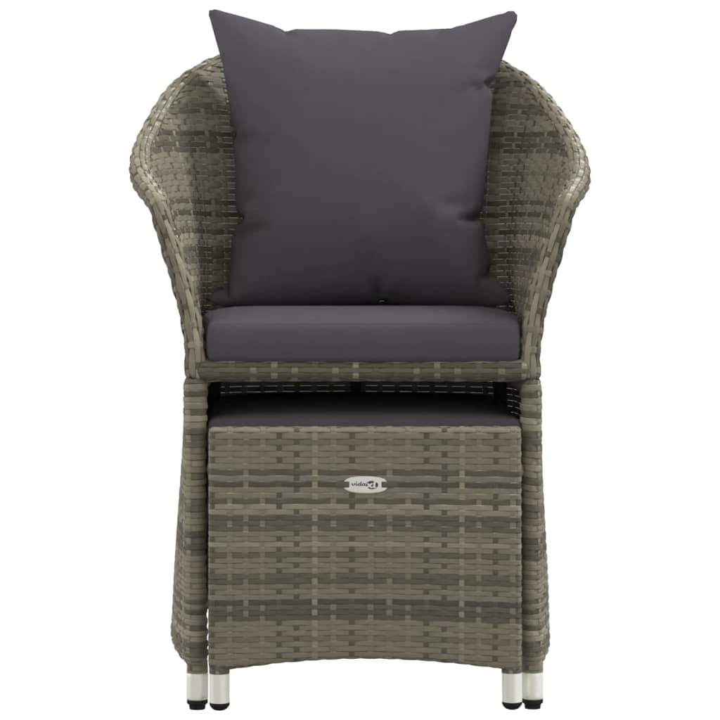 vidaXL 2 Piece Garden Lounge Set with Cushions Grey Poly Rattan