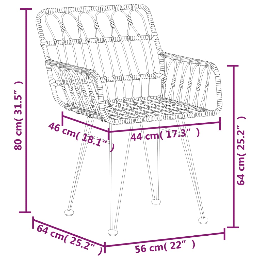 vidaXL 5 Piece Garden Dining Set Poly Rattan