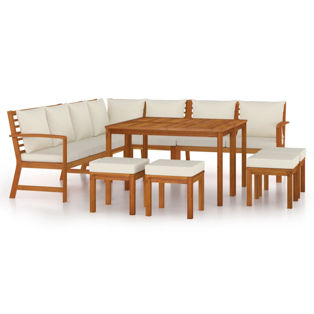 vidaXL 11 Piece Garden Dining Set with Cushions Solid Wood Acacia