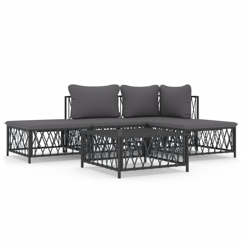 vidaXL 5 Piece Garden Lounge Set with Cushions Anthracite Steel