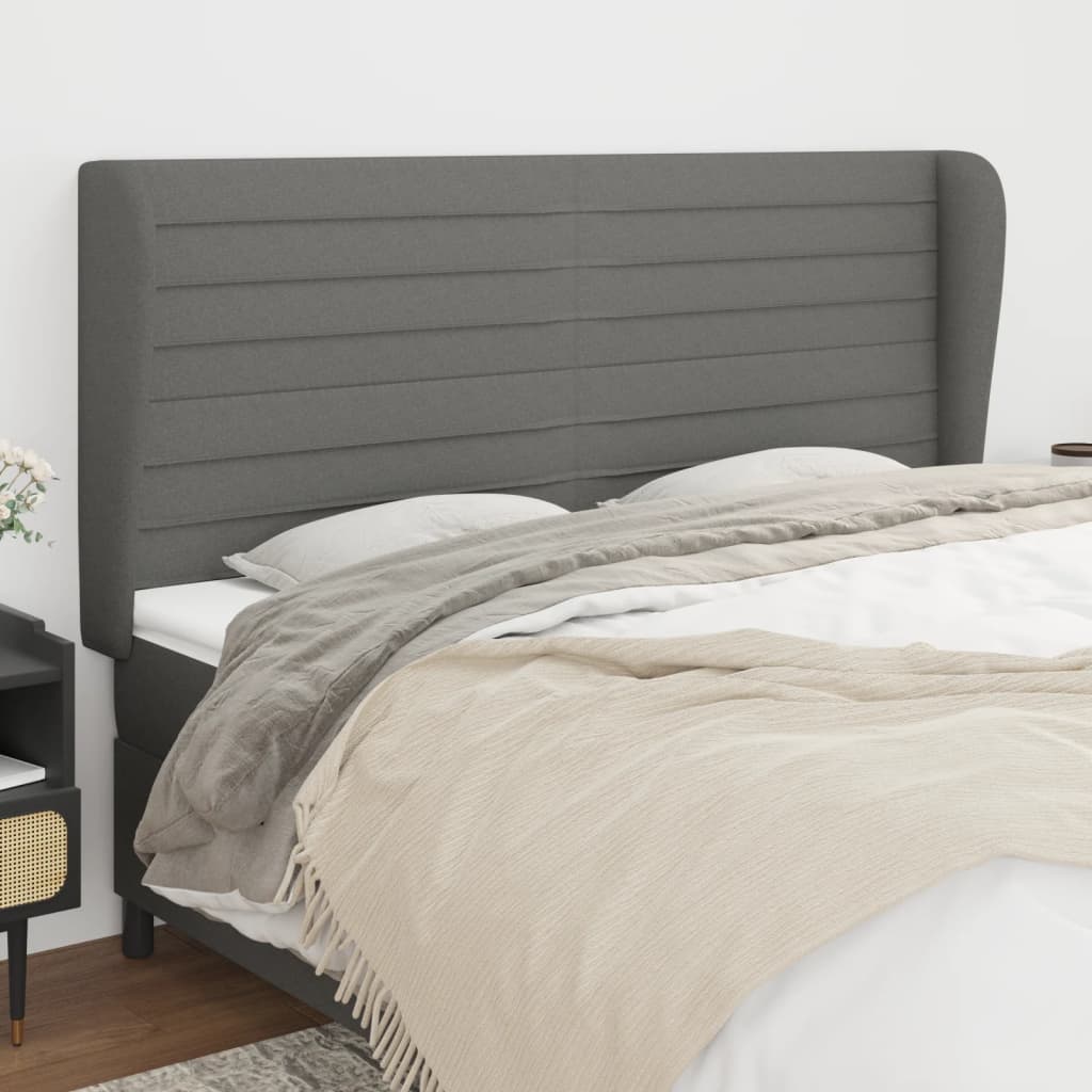 vidaXL Headboard with Ears Dark Grey 163 cm Fabric