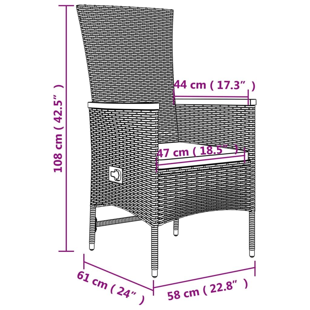 vidaXL 5 Piece Garden Dining Set with Cushions Grey Poly Rattan