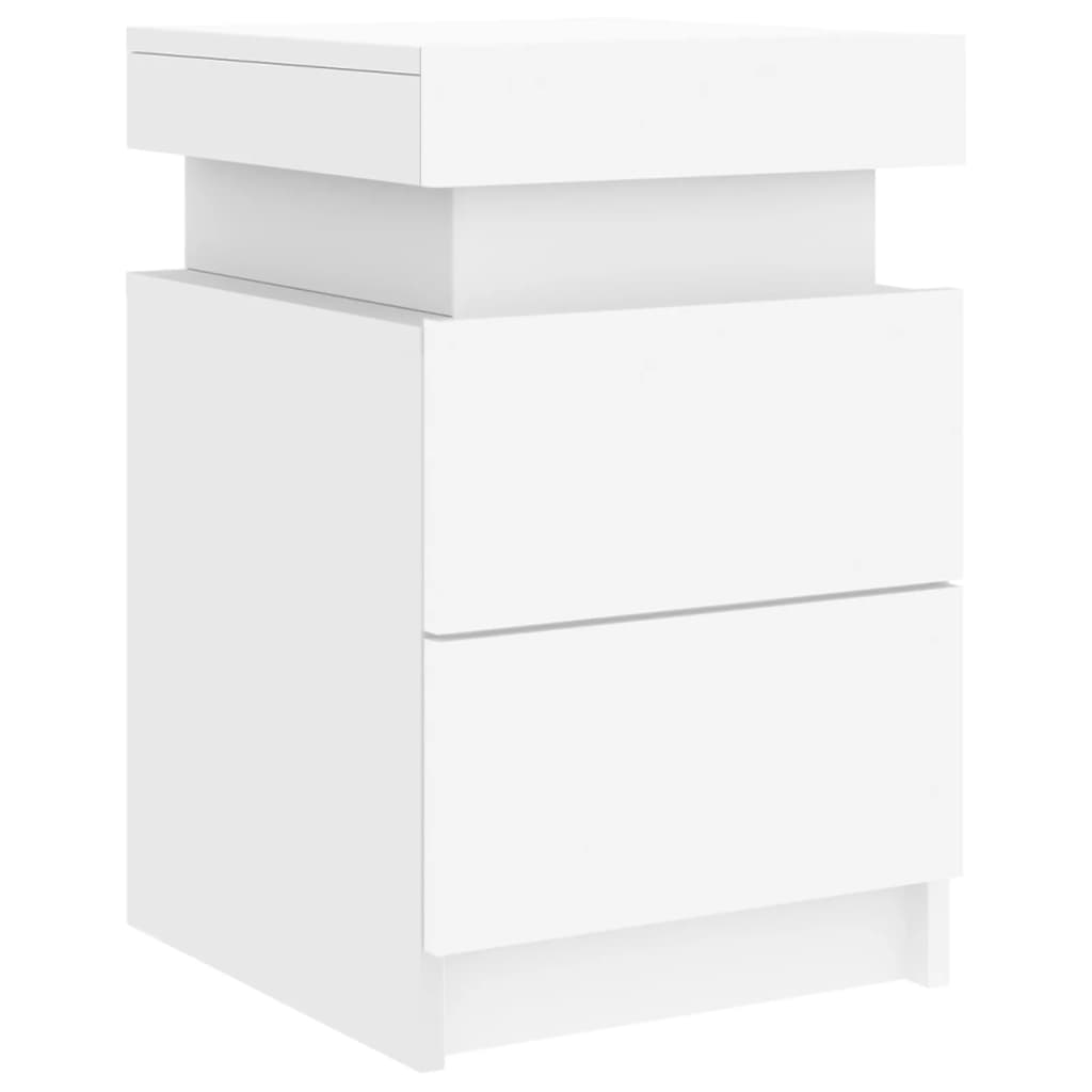 vidaXL Bedside Cabinets with LED Lights 2 pcs White 35x39x55 cm