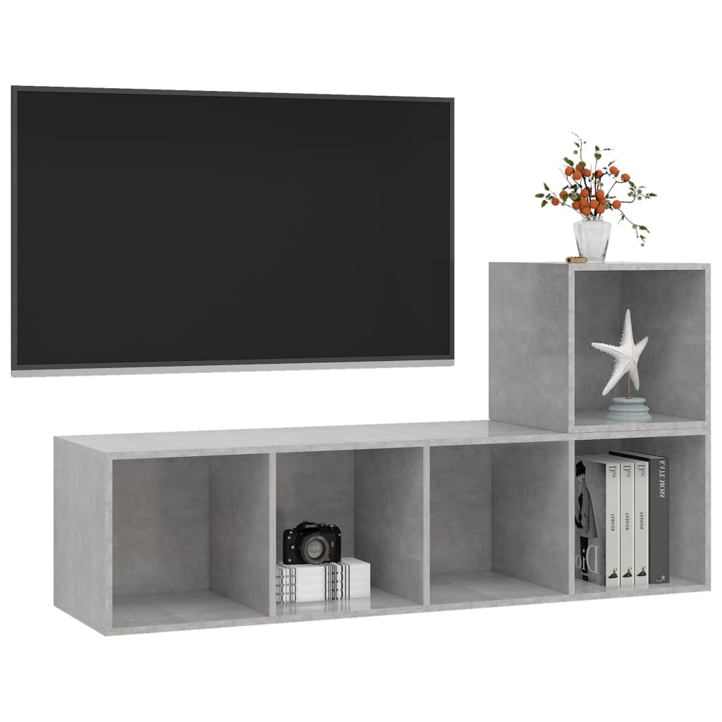 vidaXL 2 Piece TV Cabinet Set Concrete Grey Engineered Wood