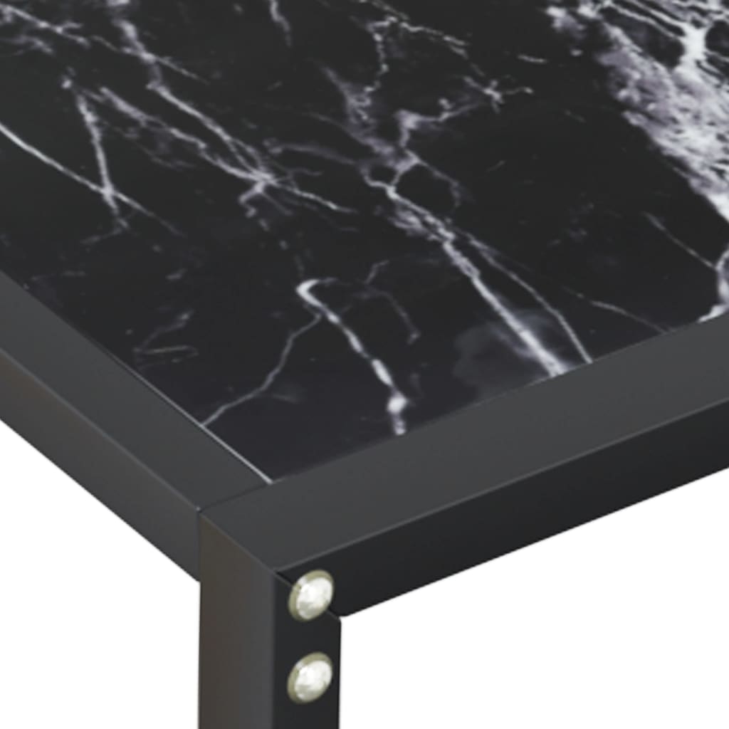 vidaXL Console Table Black Marble 160x35x75.5cm Tempered Glass