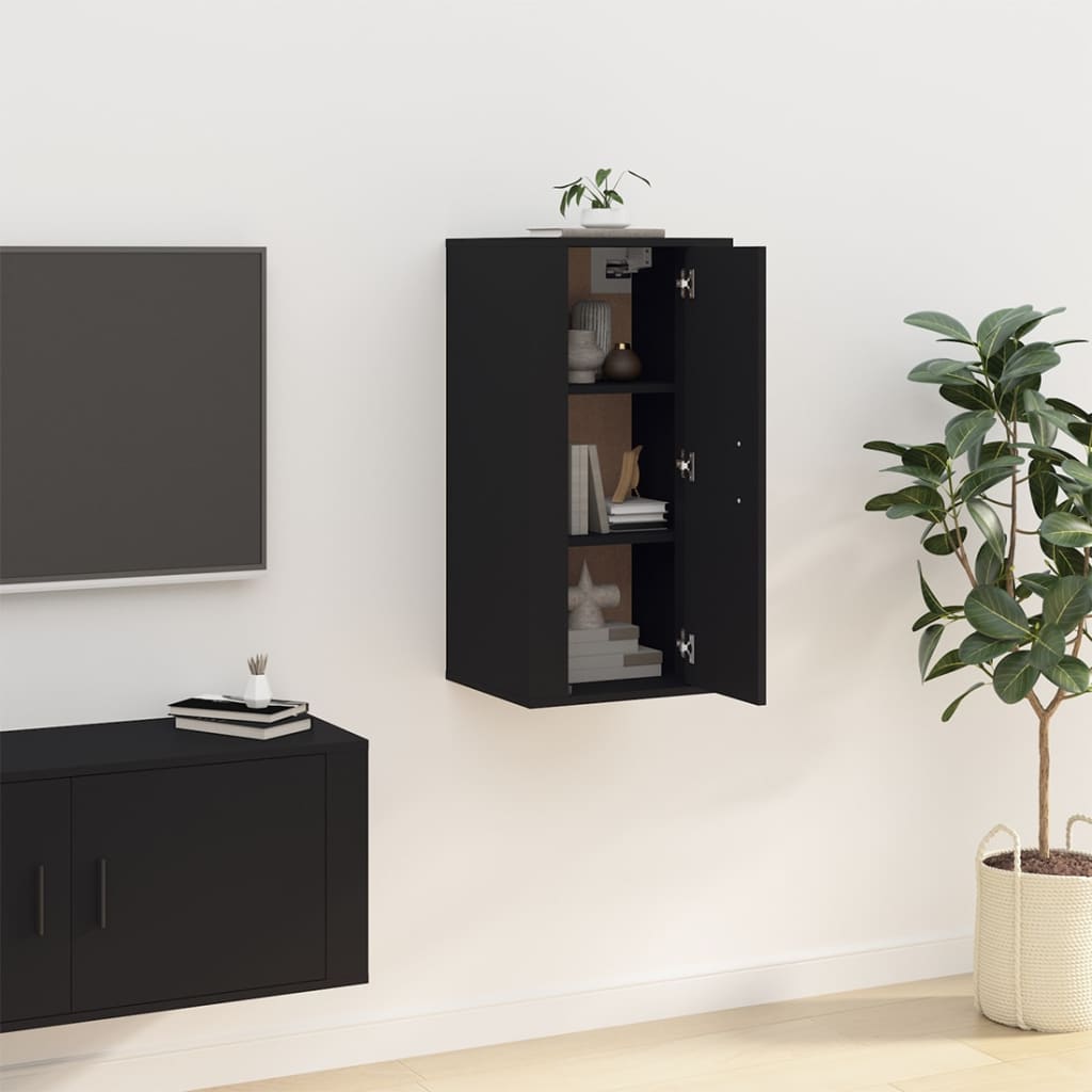 vidaXL Wall Mounted TV Cabinet Black 40x34,5x80 cm