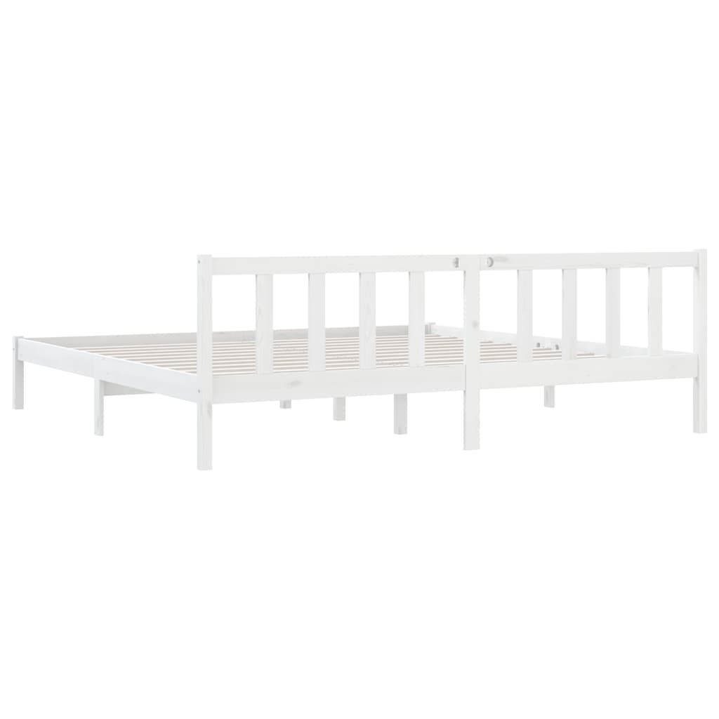 vidaXL Bed Frame without Mattress White Solid Wood Super King Size