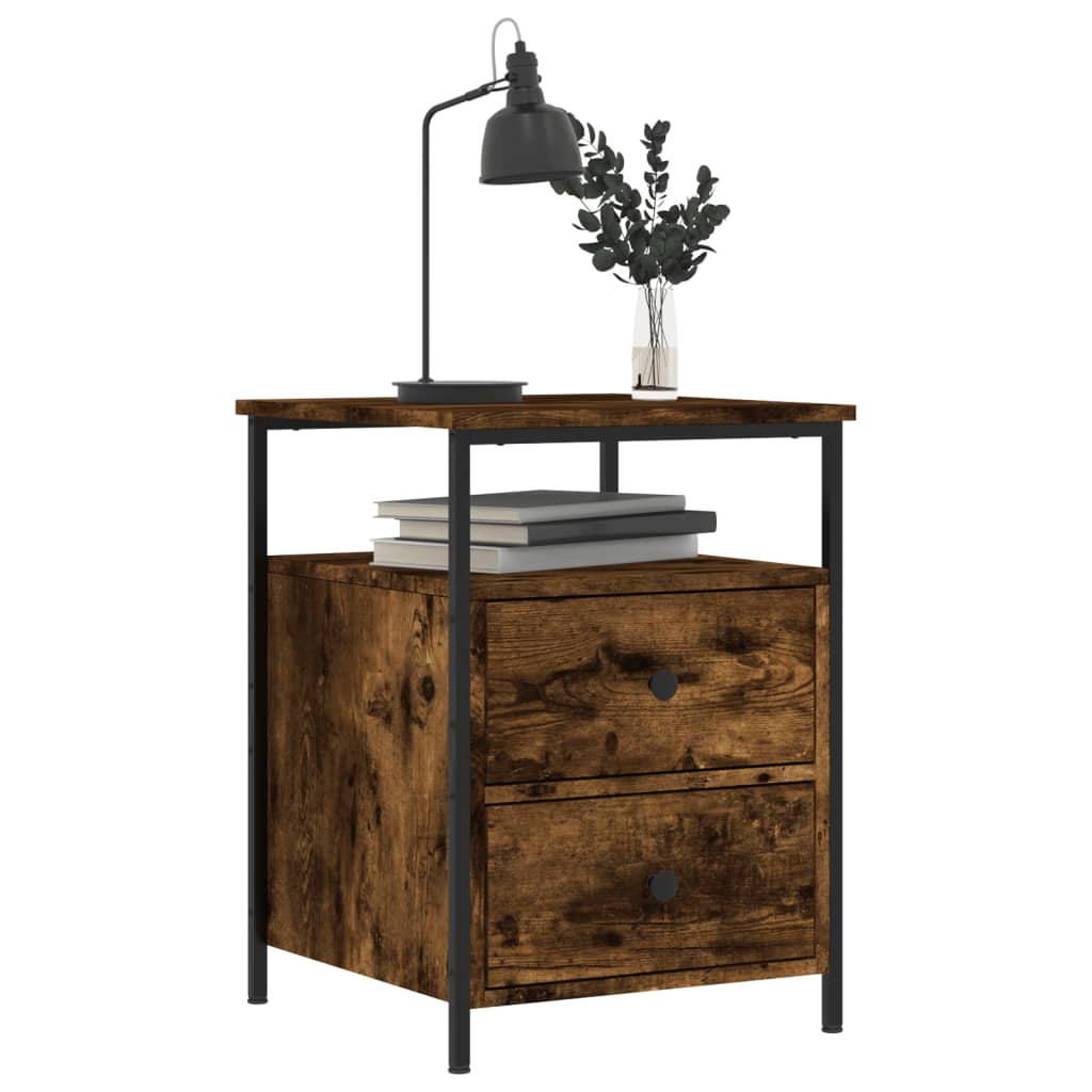 vidaXL Bedside Cabinets 2 pcs Smoked Oak 44x45x60 cm Engineered Wood