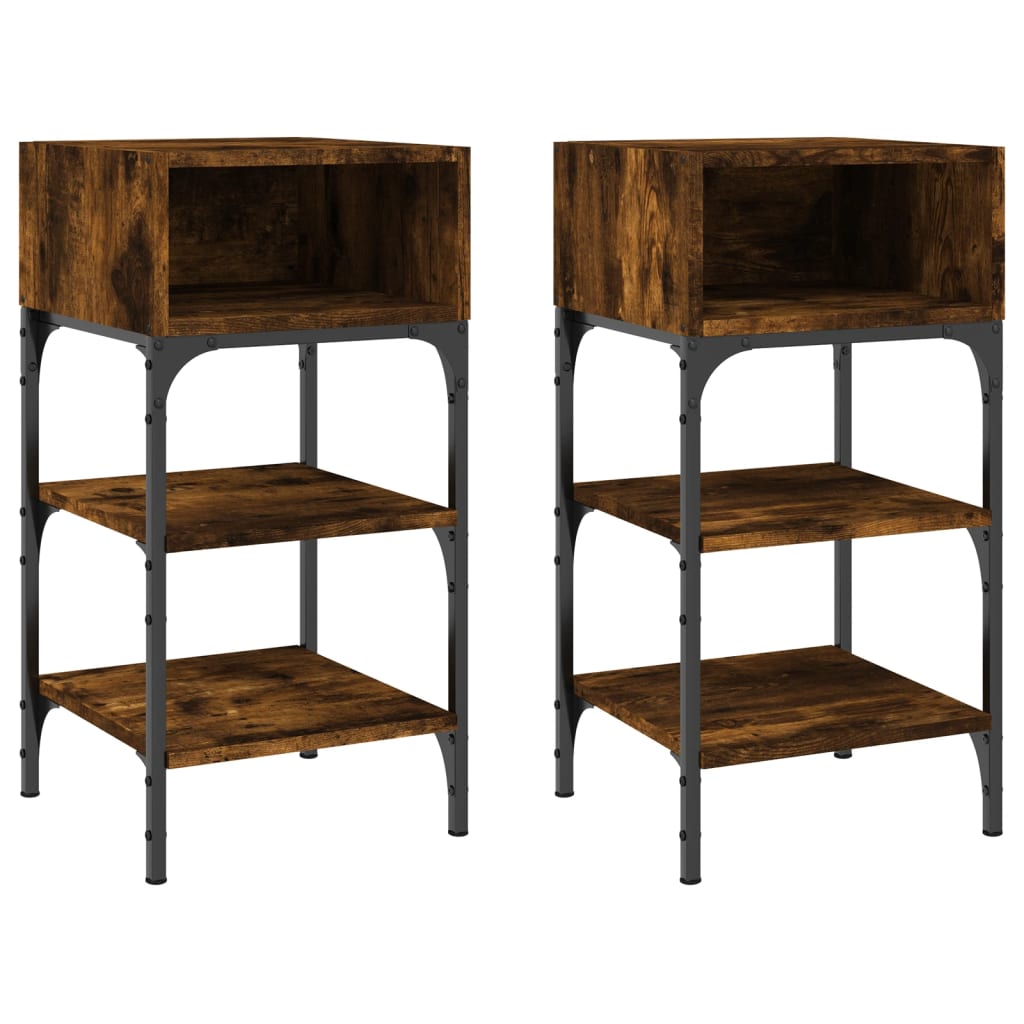 vidaXL Bedside Tables 2 pcs Smoked Oak 35x34.5x70 cm Engineered Wood