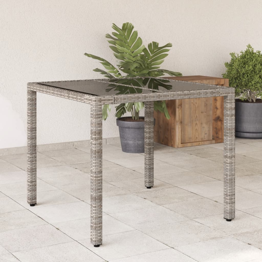 vidaXL Garden Table Grey 90x90x75 cm Poly Rattan