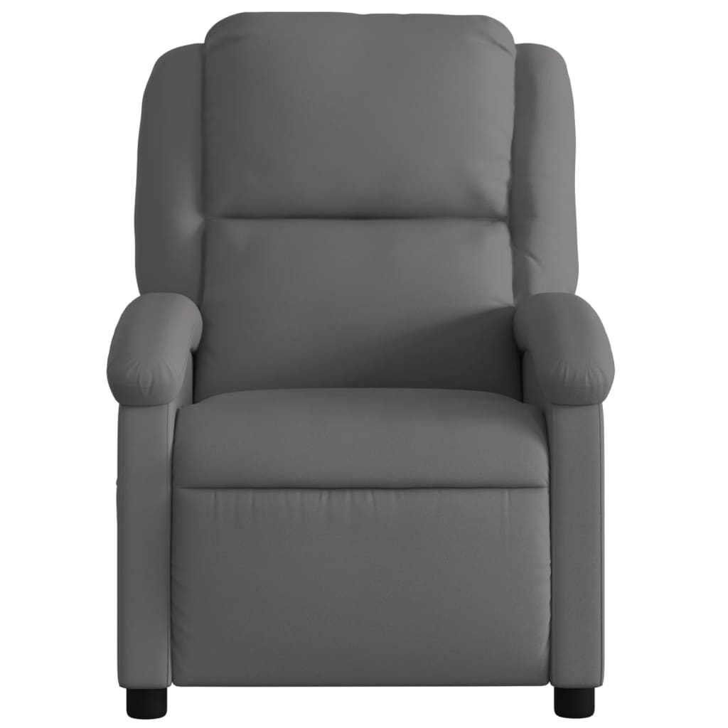 vidaXL Massage Recliner Chair Grey Real Leather