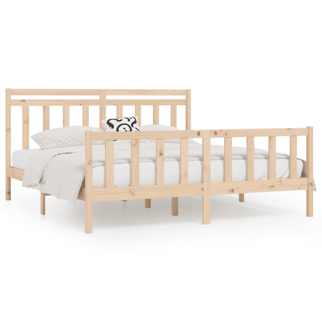 vidaXL Bed Frame without Mattress Solid Wood Pine 180x200 cm Super King