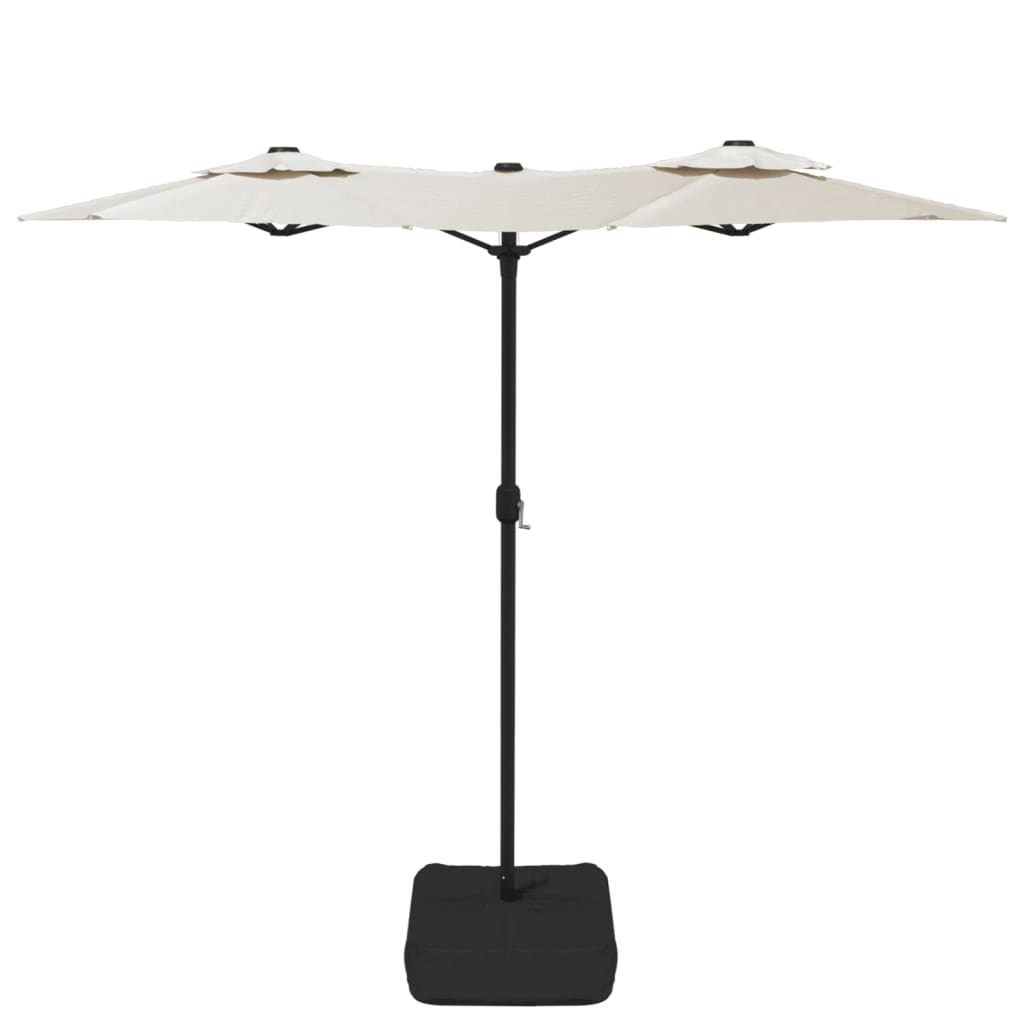 vidaXL Double-Head Garden Parasol with LEDs Sand White 316x240 cm