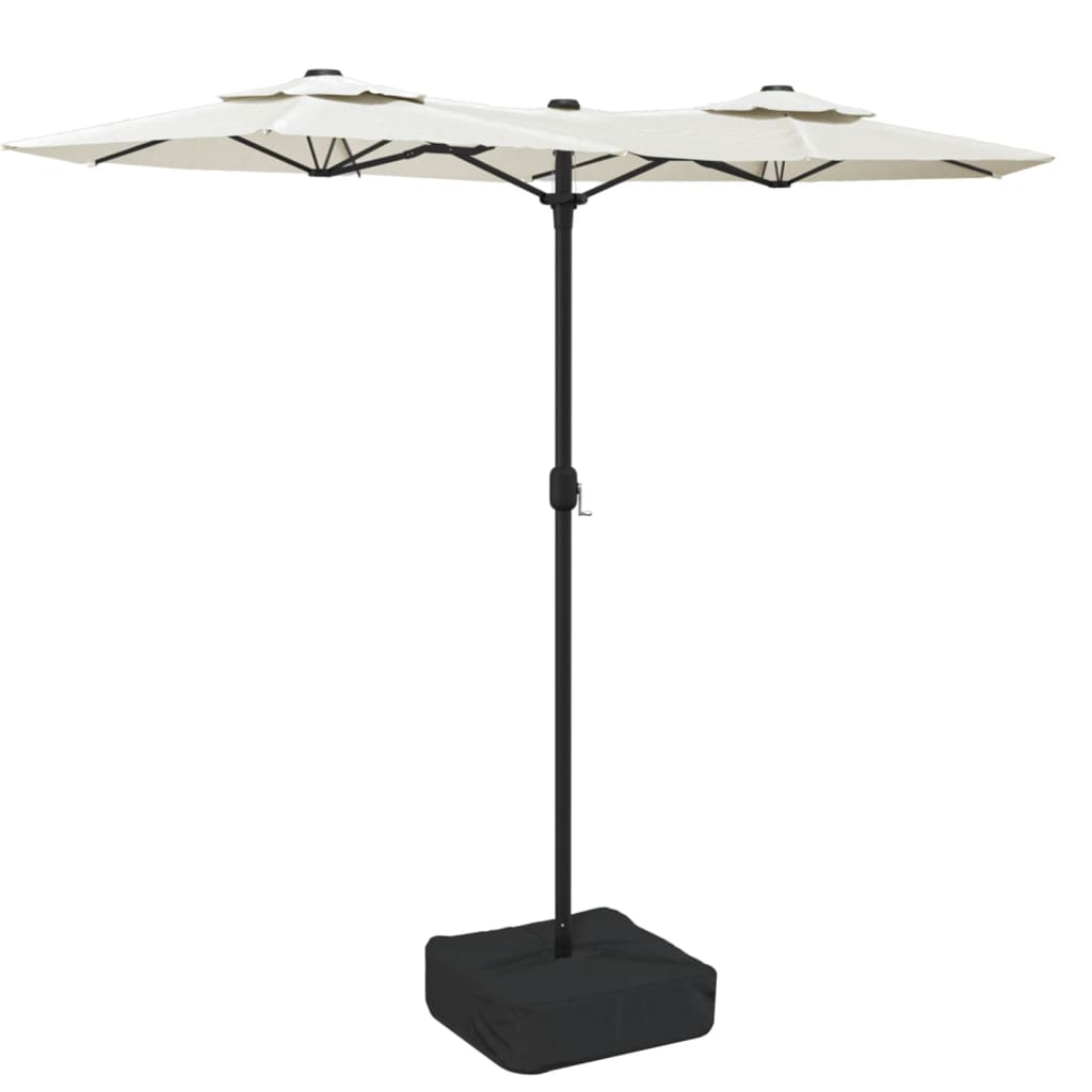 vidaXL Double-Head Garden Parasol with LEDs Sand White 316x240 cm