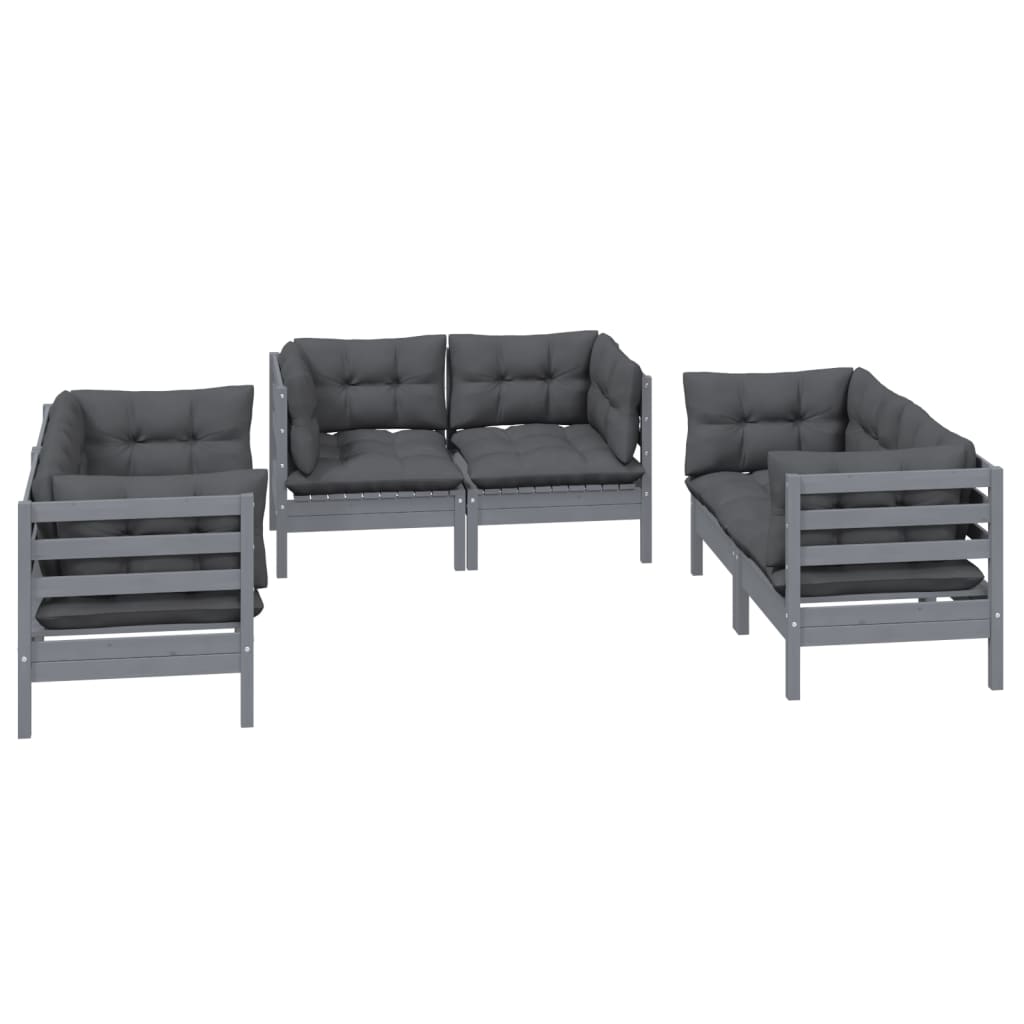 vidaXL 6 Piece Garden Lounge Set with Cushions Solid Pinewood