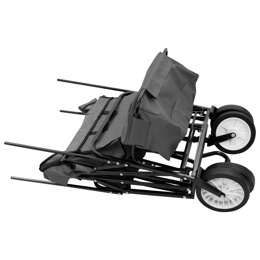 vidaXL Folding Hand Trolley with Canopy Steel Grey