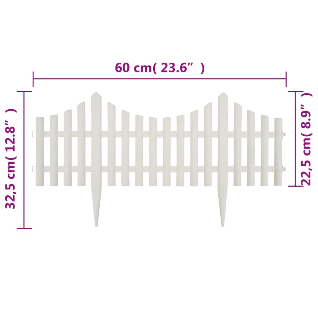 vidaXL White Lawn Divider 17 pcs / 10 m