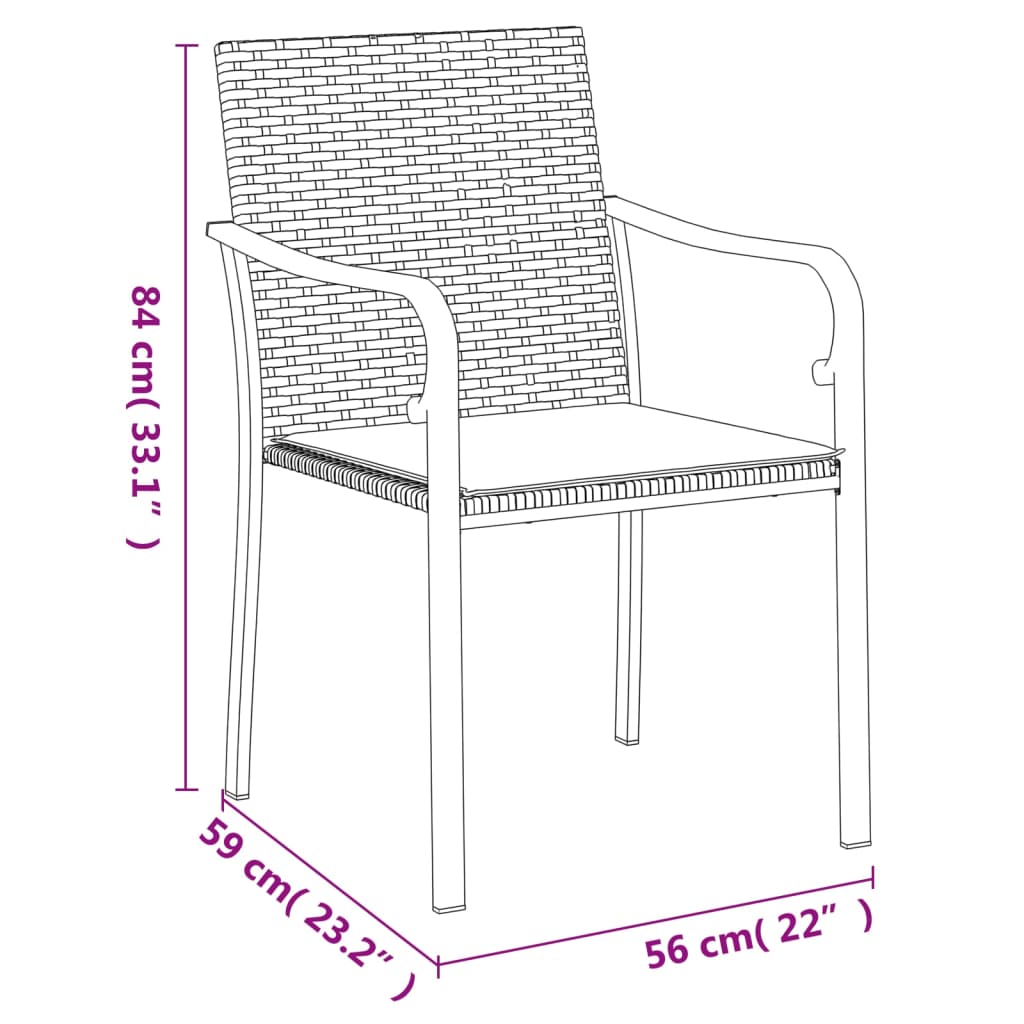 vidaXL 7 Piece Garden Dining Set with Cushions Poly Rattan and Steel