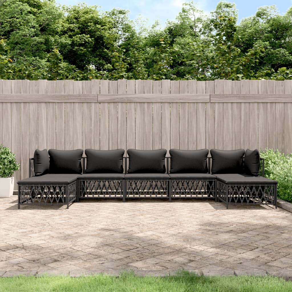 vidaXL 7 Piece Garden Lounge Set with Cushions Anthracite Steel