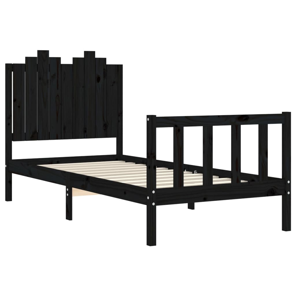 vidaXL Bed Frame without Mattress Black 90x190 cm Single Solid Wood Pine