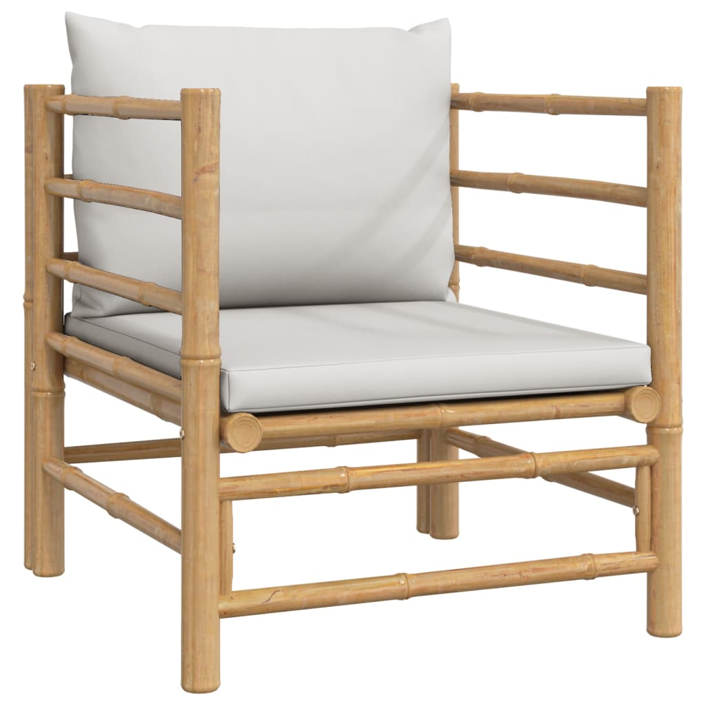 vidaXL 8 Piece Garden Lounge Set with Light Grey Cushions Bamboo