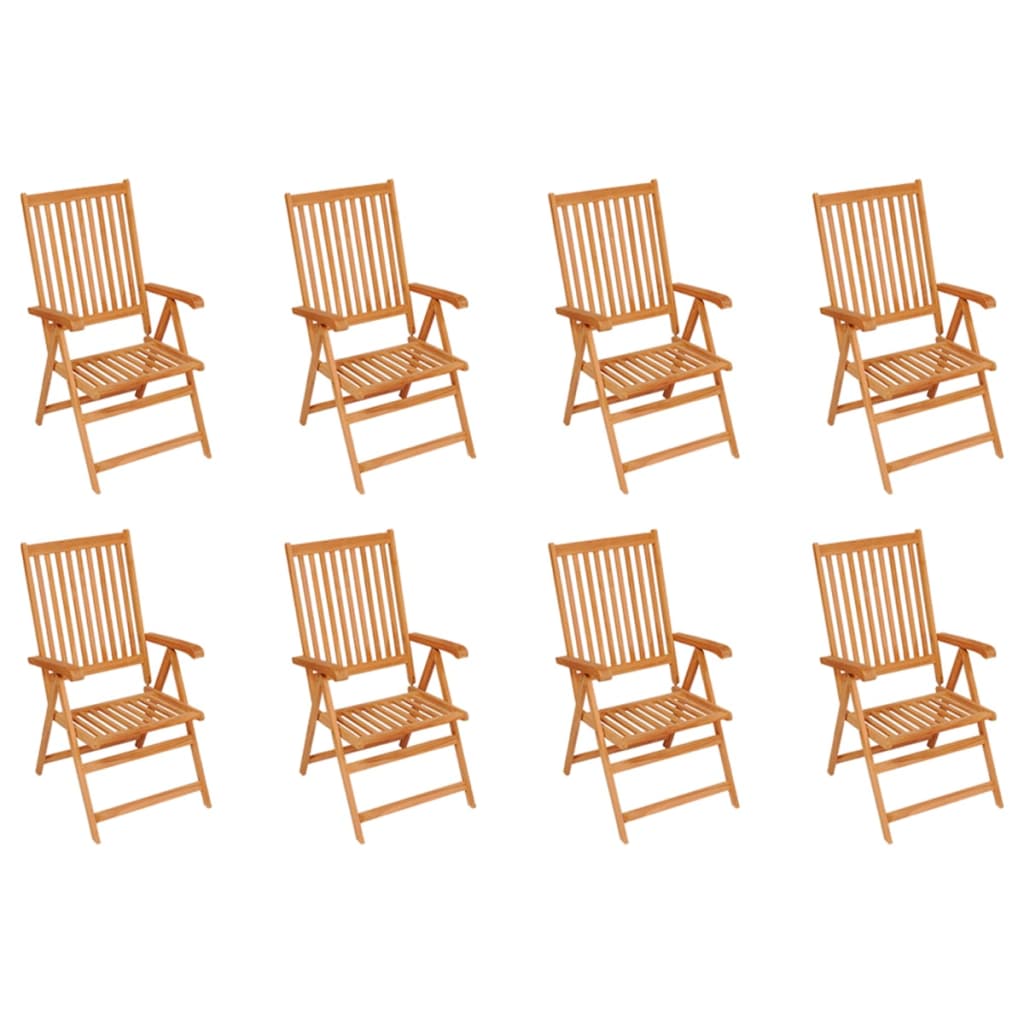 vidaXL Reclining Garden Chairs with Cushions 8 pcs Solid Teak Wood