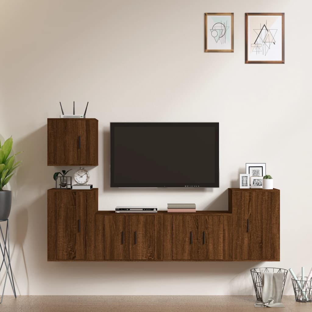 vidaXL 5 Piece TV Cabinet Set Brown Oak Engineered Wood