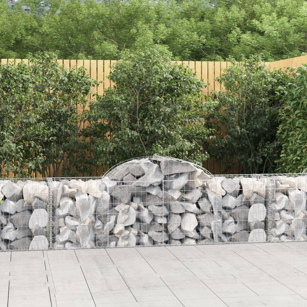 vidaXL Arched Gabion Baskets 4 pcs 200x50x60/80 cm Galvanised Iron