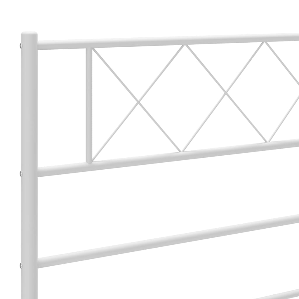 vidaXL Metal Bed Frame with Headboard White Super King Size