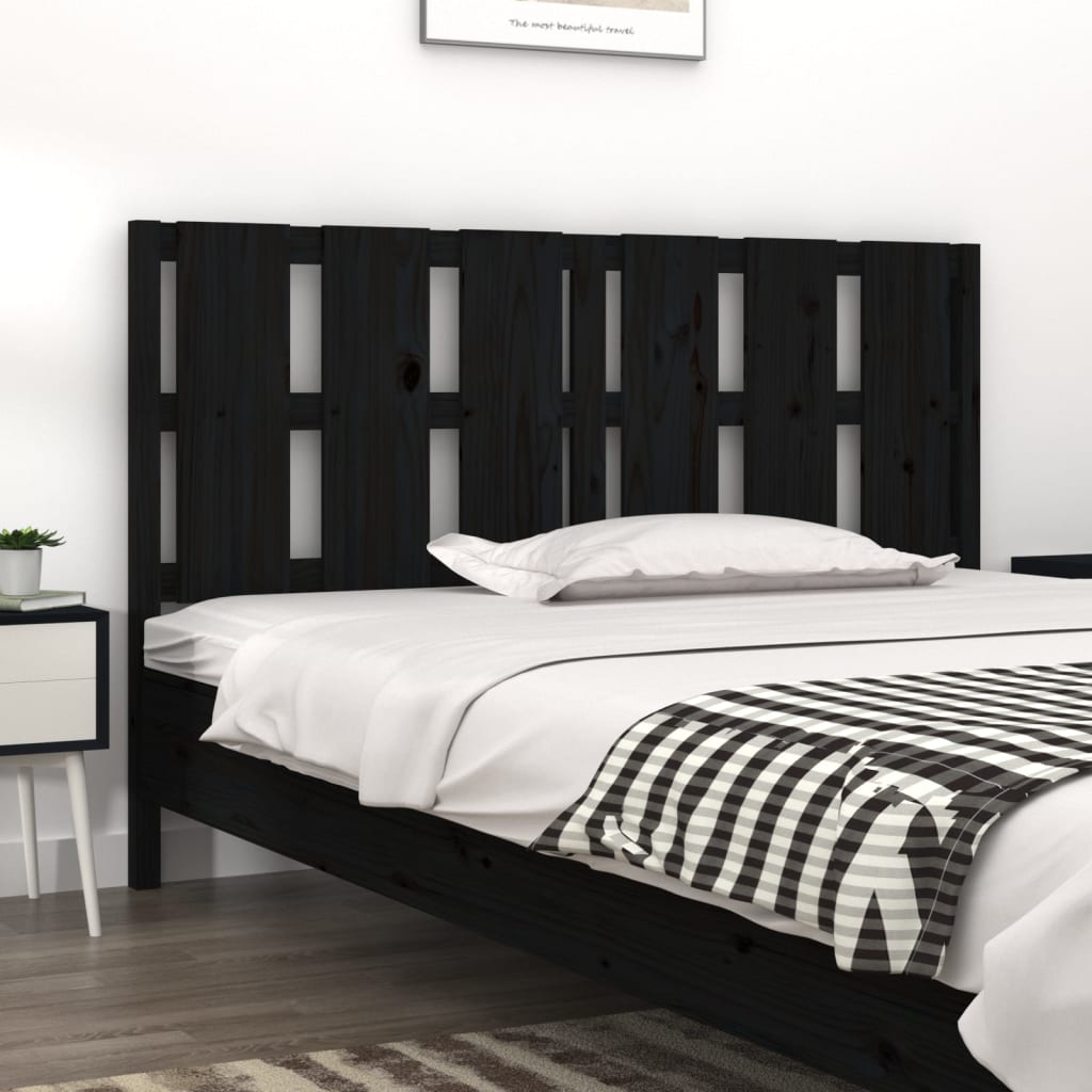 vidaXL Bed Headboard Black 155.5x4x100 cm Solid Wood Pine