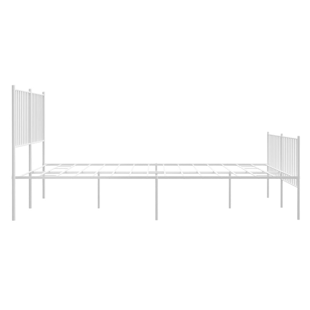 vidaXL Metal Bed Frame with Headboard and Footboard White 135x190 cm Double