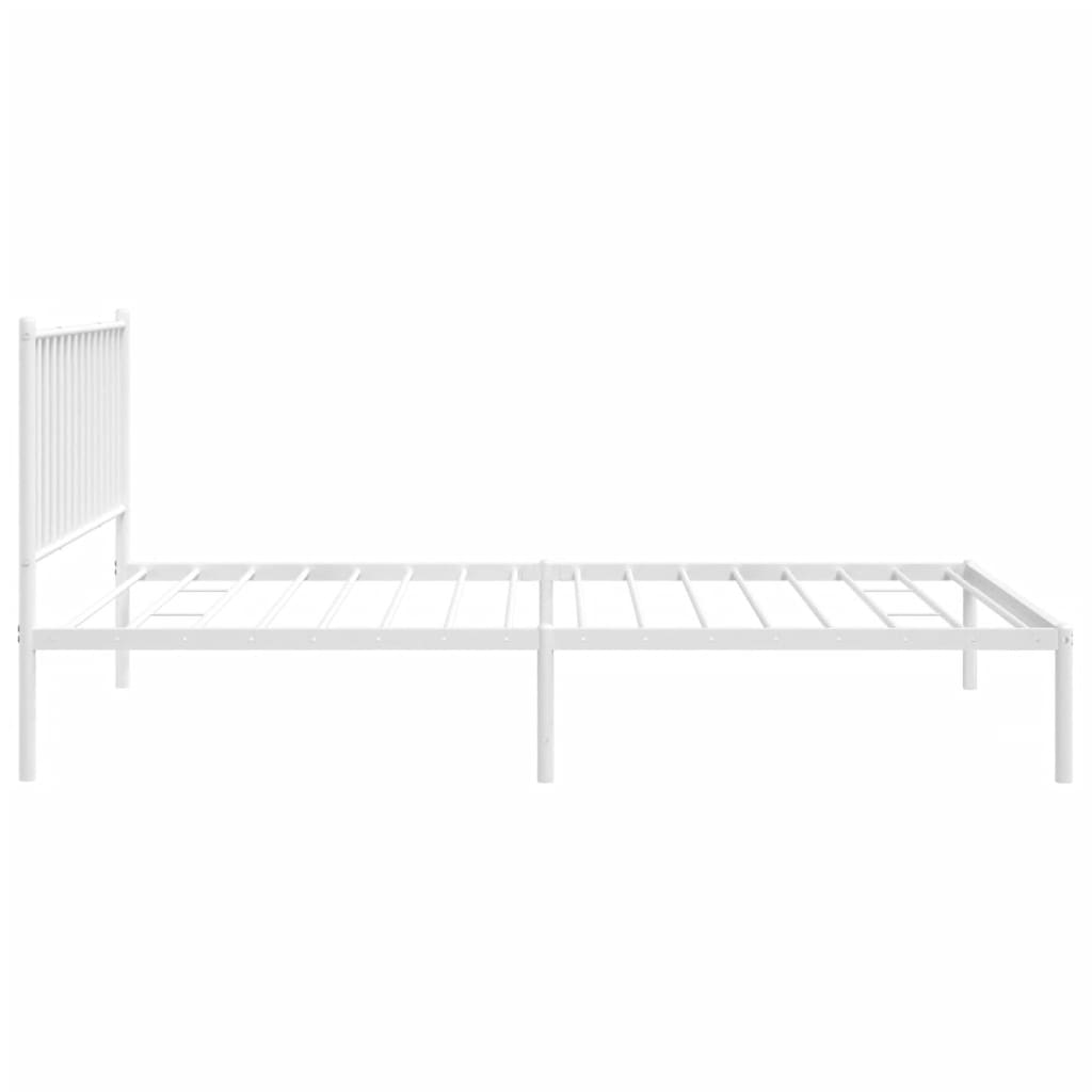 vidaXL Metal Bed Frame without Mattress with Headboard White 107x203 cm