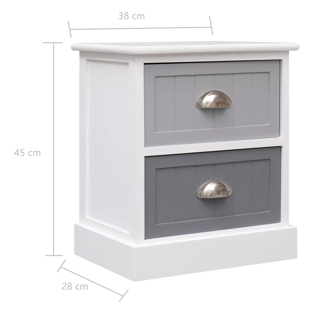 vidaXL Nightstands 2 pcs Grey 38x28x45 cm Paulownia Wood