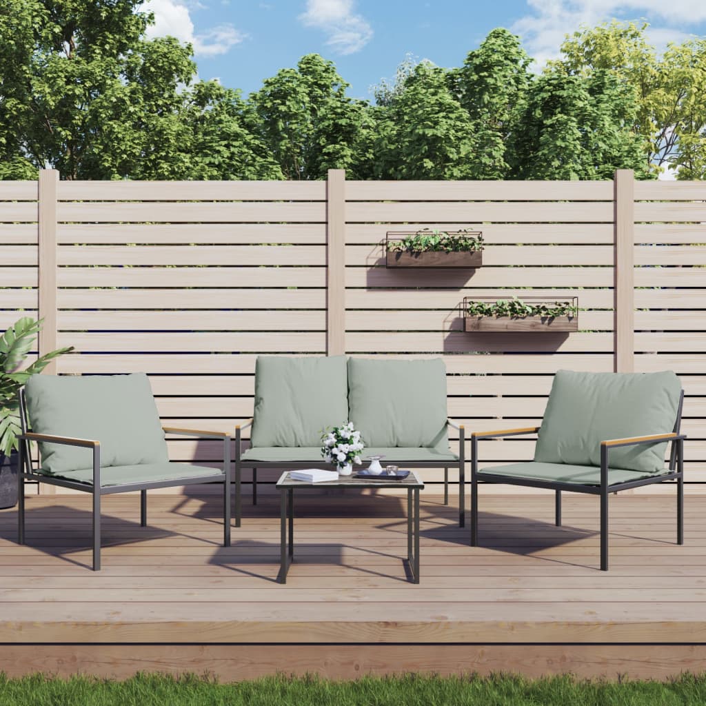 vidaXL 4 Piece Garden Lounge Set with Cushions Anthracite Steel