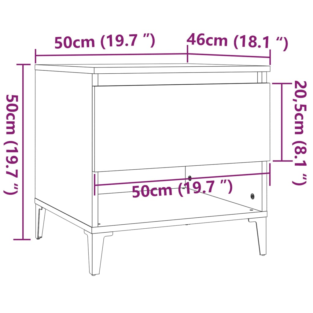 vidaXL Side Tables 2 pcs White 50x46x50 cm Engineered Wood