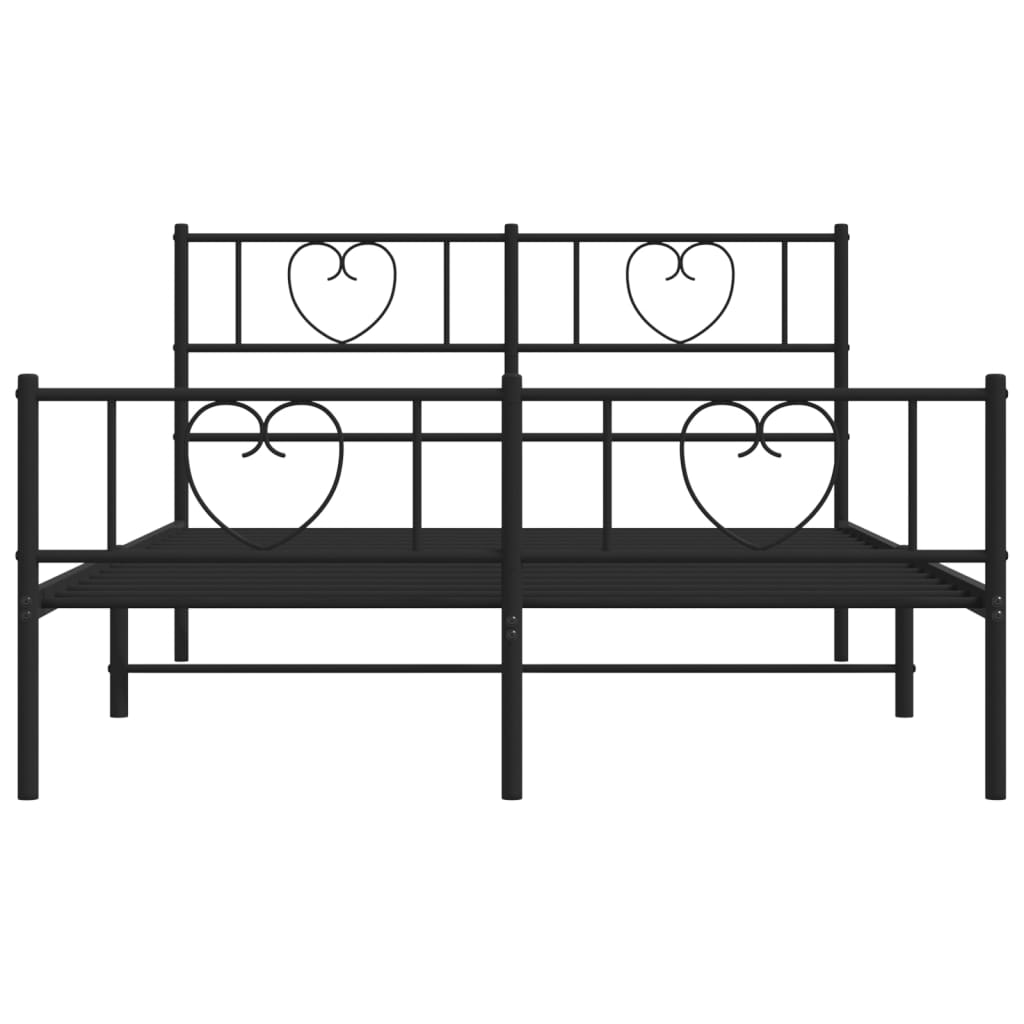 vidaXL Metal Bed Frame without Mattress with Footboard Black 135x190 cm Double