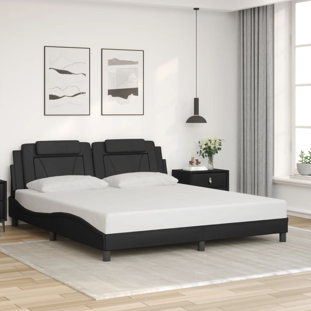 vidaXL Bed Frame with LED without Mattress Black 183x203 cm King