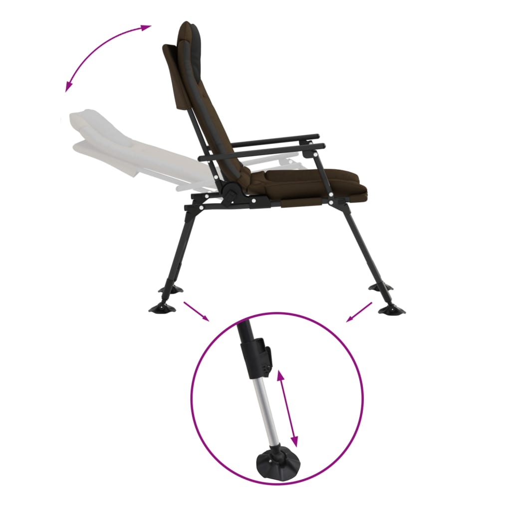 vidaXL Fishing Chair with Armrest Foldable Taupe