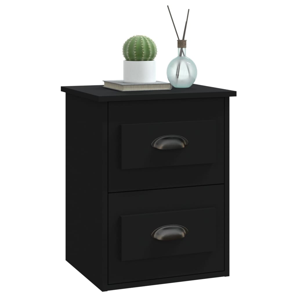 vidaXL Wall-mounted Bedside Cabinet Black 41.5x36x53cm