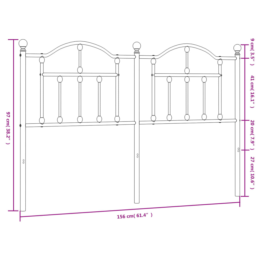 vidaXL Metal Headboard White 150 cm