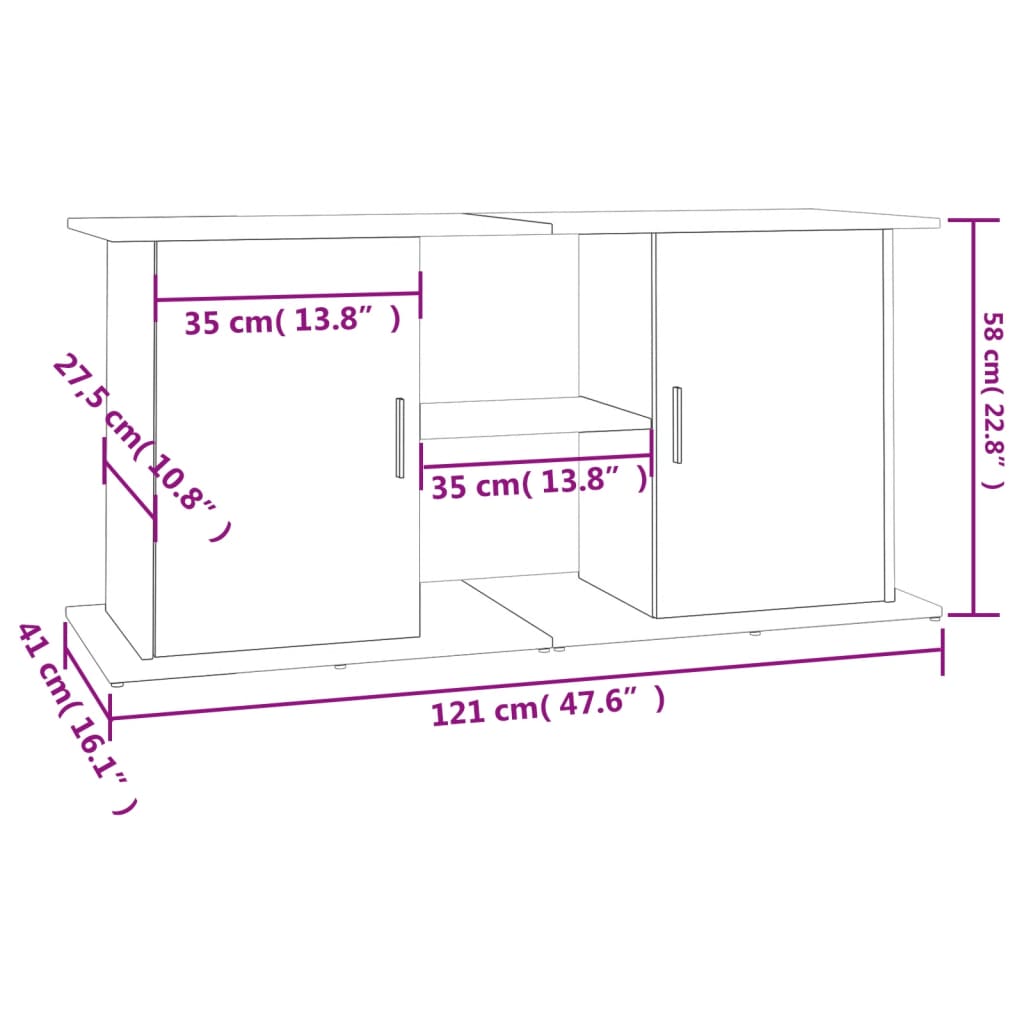 vidaXL Aquarium Stand Black 121x41x58 cm Engineered Wood