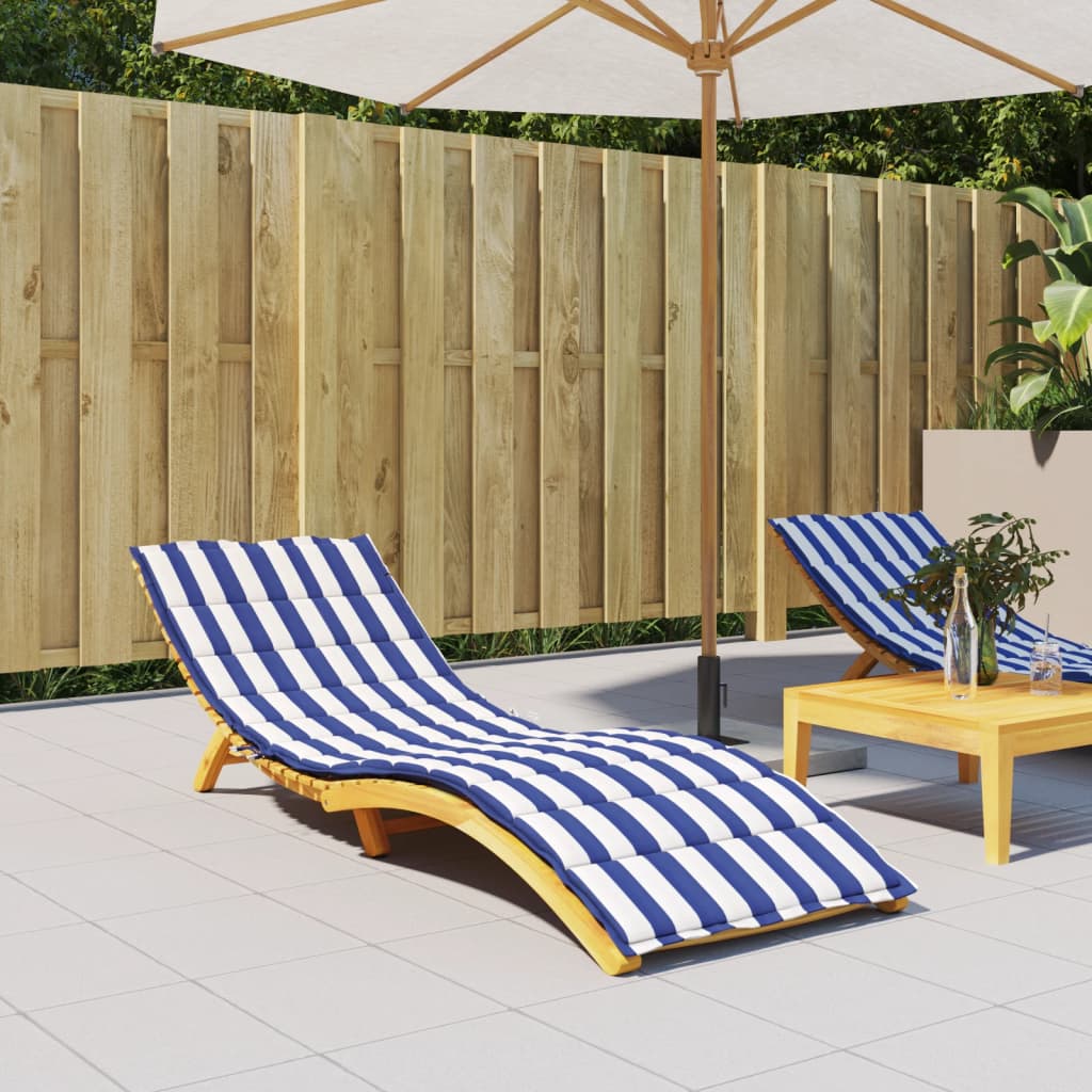 vidaXL Sun Lounger Cushion Blue&White Stripe Oxford Fabric