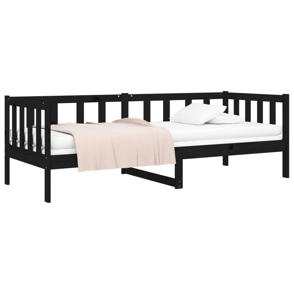 vidaXL Day Bed without Mattress Black 90x190 cm Single Solid Wood Pine