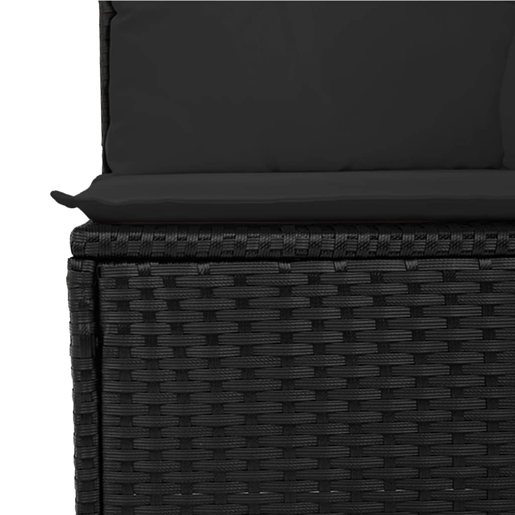 vidaXL Garden Chair Armless with Cushions Black Poly Rattan