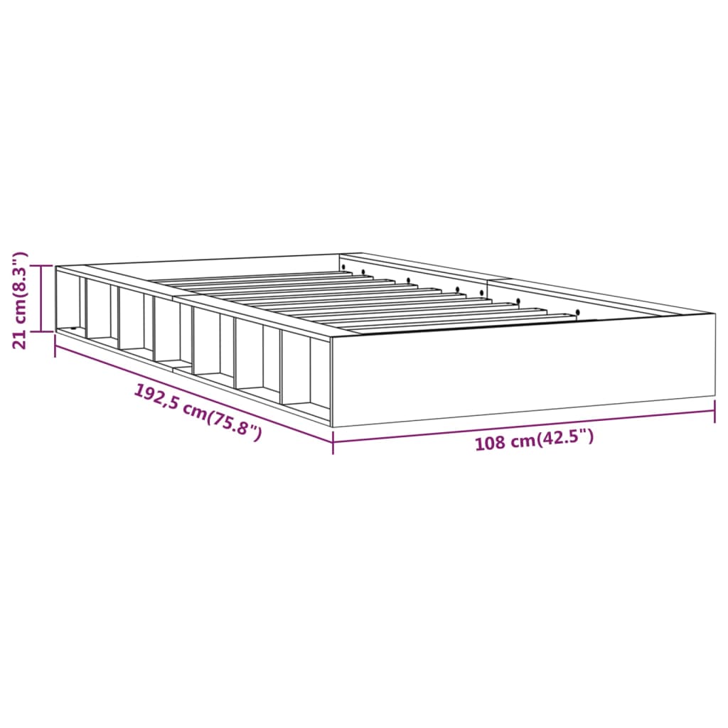 vidaXL Bed Frame without Mattress White 90x190 cm Single Solid Wood